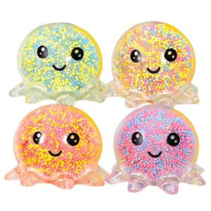 Glow Octopus Squeeze Stress Ball Transparent Foam Bead Fidget Toy Portable Pocket Anxiety Relief Desktop Adult Decor Unique Gift