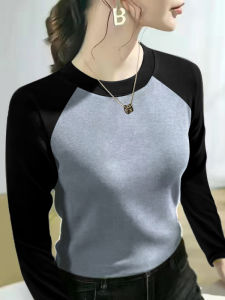 100% Pure Cotton Long Sleeve T-Shirt Womens Solid Color Casual Base Layer Top Trendy Spring Autumn Fashion Street Style