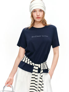 DUSHU | Casual Minimalist Round Neck Letter T-Shirt