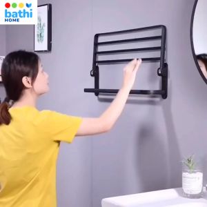 BATHI Rak Handuk Lipat 2 Susun Alumunium Anti Karat 57x20cm B04-1