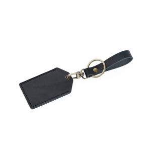 Genuine Leather Slim Credit Card Holder Handmade Leather Minimalist ID Card Case Mini Bus Card Holder with Keychain Key Ring