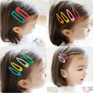 K-style Childrens Ornaments Minimalist Color Droplet Type Barrettes Lady Side Clip Fringe Clip Easiest for Match BB Clip Girls Hair