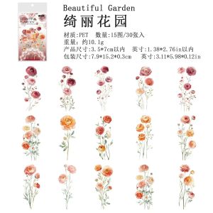 30Pcs decoration handbook long floral package Stickers Floral thoughts Vintage material DIY Background Scrapbook cut 152*79mm