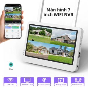 8CH 7 Inch LCD Không Dây NVR Hệ Thống An Ninh H.265 WIFI Camera Quan Sát Giám Sát Âm Thanh Đầu Ghi Hình DIY Camera Ngoài Trời Giám Sát Camera Quan Sát