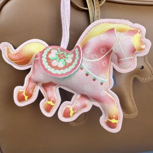 Artisan Horse bag charm – Quirky PU Leather Pony with wrap-around long Strap Fashionable Bag Accessory for Horse Lovers.