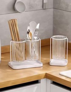 Household Drain Transparent Spoon Storage Box Fork Chopsticks Untensils Kitchen Cutlery Storage Box