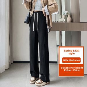 White Slim Wide Leg Banana Pants Womens Casual Straight Sport Trousers High Waist Loose Slimming Spring Autumn New Arrival