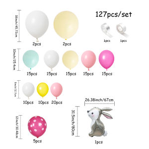 Easter Balloon Garland Set 127Pcs Easter Party Supplies Spring Birthday Decoration with Large Rabbit Foil Balloon Pastel Balloon Arch (Easter)