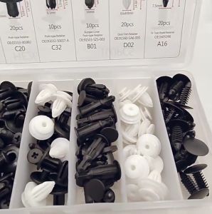 100 Pcs Auto Universal Fastener Clip Car Retainer Black Expanding Screw Mixed Car Fender Panel Plastic Rivet Push
