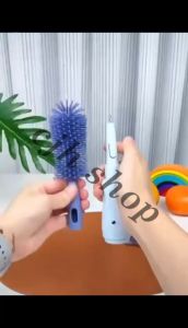 CJH SHOP Multi-Function Silicone Bottle/Cap/Nipple Brush Set - 3-in-1 Bottle Cleaning Tool with Storage Base