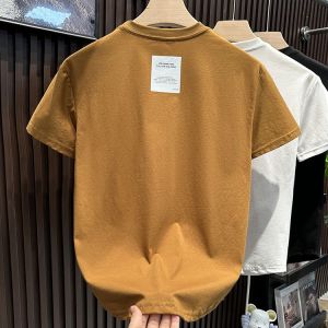 Guangzhou Thirteen Lines Classy Export Export Pure Color Short-Sleeved T-shirt Mens Minimalist Casual Loose Curved Hem Tops