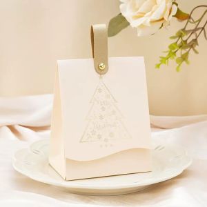 12PCS Christmas Gift Boxes with Leather Handles Christmas Tree Pattern Christmas Gift Wrapping Christmas Party Gift Boxes