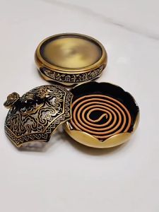 Lư Hương Xông Trầm Bằng Hợp Kim Đồng Nắp Gắn Họa Tiết Đẹp Mắt(LƯ CHÓP)