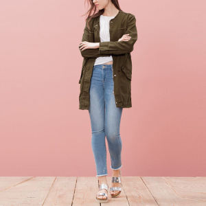 Great Value Export Spring & Fall New Arrival Mid Length Long Length Trench Coat Outwear Womens Pure Cotton Washed Denim Canvas Burrs Womens Overcoat