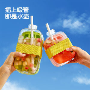 [READY STOCK] Straw Ice Cube Bottle (FREE Strap + Straw)