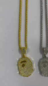 Hip Hop Necklace chris Brown Same Style Diamond Ape Head bape hiphop Men Women Jewelry