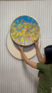 40x40Cm Wall Art Canvas Painting Round Gold frame Posters Decorative Painting for Living Room