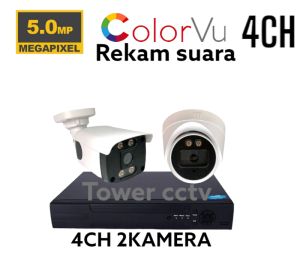 PAKET CCTV COLORVU AUDIO 5MP 1080P 4 CHANNEL 2 KAMERA FULL COLOR