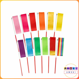 Amoki Colorful Dance Ribbon Art Gymnastic Gym Ribbons Ballet Streamer Twirling Rod Stick For Training