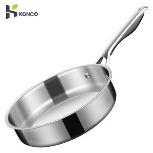 16cm/20cm Frying Pan Stainless Steel Frying Pan Non Coated Flat Bottom Pan Household Cooking Steak Omelet Pan General