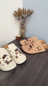Dép slip-on giày lười sục nữ mềm thời trang tặng sticker gấu (1803)