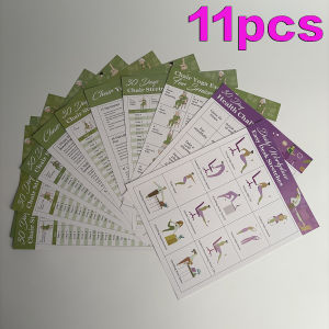 11pcs 30 day Chair Yoga Program Guide - Home Exercise Guide Posters with graphic and textual instructions for exercise suitabl