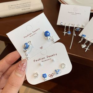 Blue Planet Bear Earrings Womens Fashion Jewelry Minimalist Design Trendy Lightweight Luxury Feelings New 2025 Style
