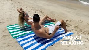 Pool Towel  l Beach Towel Blue Strip Line (35x70inchi) Big Towel l 100% Cotton Double Stich