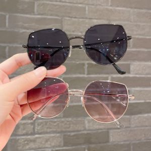Fashionable Retro Gold Frame Sunglasses for Children Boys And Girls Half Circular Stylish Baby Sun Glasses Trendy Hong Kong Style