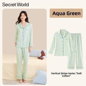 Secret World | Long Sleeve Cotton Sleepwear Set for Women