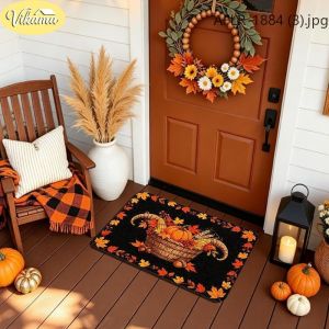 VIKAMA Tis The Season Tấm Thảm Trang Trí Lễ Hội Giỏ Đựng Đồ Dồi Dào Giỏ Thu Hoạch Mùa Thu Thảm Chào Mừng Mùa Thu Thảm Trải Lối Vào Ngoài Trời Chống Trượt Để Trang Trí Hiên Nhà Phía Trước