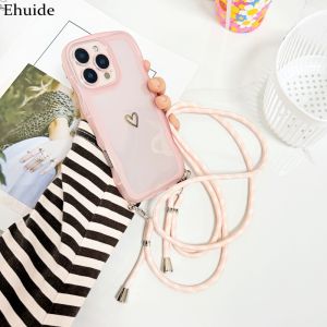 Fashion Lanyard Case For Samsung Galaxy S26 Ultra S25 S24 FE S23 Plus S21 S20 Shockproof Crossbody Cord Strap Wave Clear Cover