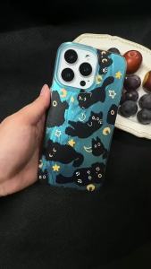 Cute Black Cat Star Moon Shockproof Cartoon Phone Case For Xiaomi Redmi Note 15 14 13 12 11 8 9 Pro 14C 15C 13C A3 A5 TPU Cover