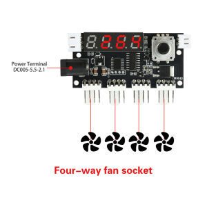 Aideepen | DC 5-24V PWM Speed Controller Fan Speed Governor 4 Way Output PC CPU Cooler Fan Temperature Control Switch + 10K NTC Temp Probe