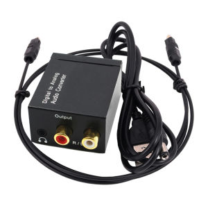 DAC Digital to Analog Audio Adapter Optical SPDIF Fiber to Stereo Converter with RCA & 3.5mm AUX Output