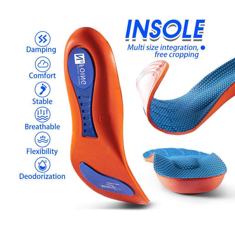 1Pair Comfortable Breathable EVA Elasticity Insole Sport Shock Absorbing Deodorant Shoe Pad Arch Support Orthopedic Insoles for Women Men