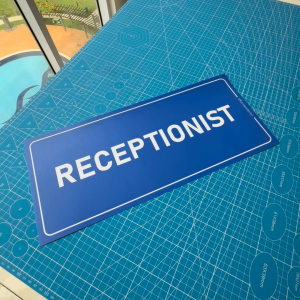Receptionist. Office Front Desk Customer Assistant. Premium Sticker Sign Notice Signage Label. Waterproof Heavy Duty