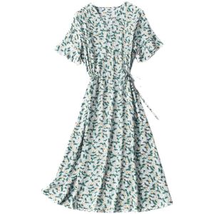 Slimming Large Skirt Dress Floral Print