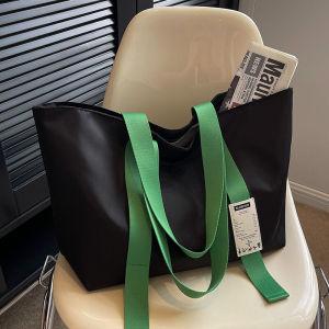 Large Capacity Canvas Tote Bag Womens Commuter Shopping Bag Shoulder Bag School Bag Stylish Oxford Cloth Pure Color Bag