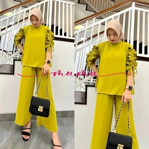 BESTSELLER Diva Set Setelan Crinkle Wanita // Atasan dan Bawahan Crinkle Bisa COD by Mumu Fashion Solo