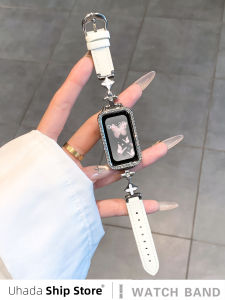 Uhada | Ins Style Metal Leather Mix Compatible for Huawei Band 11 10 9 8 Creative Four Leaf Clover Womens Strap