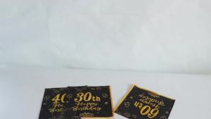 Happy 18th 21th 30th 40th 50th 60th Birthday Black Gold Napkins 20Pcs Party Napkins 70th Birthday Napkins Happy 50th Birthday