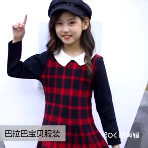 [QUENBY STORE] 3-8 Tahun Dress Tartan Collar Baju Dress Anak Perempuan Kotak-kotak Woll Import Nyaman