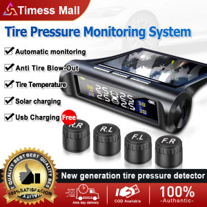 Wireless TPMS Tire Pressure Monitoring System Solar Car Tyre Pressure Alarm LCD Display Tempera-ture Warning With 4 External Sensors Solar Power Panel USB Charging