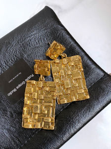 Hoa Tai Kim Loại Cổ Điển Hình Học Vuông Đục Lỗ Cổ Điển Thời Trang Phụ Kiện Trang Sức Nữ Trang Trí Tai