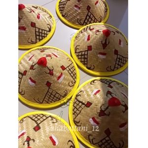 Caping petani jumbo dewasa diameter 42cm topi karnaval batik dewasa caping merah putih untuk HUT RI