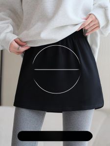 MiiOW | Cat Lady Yoga Skirt High Waist A-Line Short Half-Skirt Inner Wear Sweatshirt Overlap Womens Fashion Cotton Polyester Blend