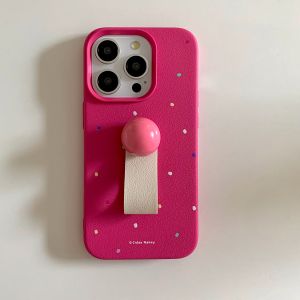 Colorful Polka Dot Creative Finger Loop Small round Ball Phone Case for Apple 17Promax iPhone 14/15 Cute 16 Anti Fall 13Pro New Leather Texture 12 Simple High End 11 Dopamine