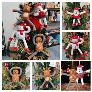 4PCS/Set Santa Claus Christmas Decorative Gingerbread Man New Year Christmas Tree Ornament Extendable Snowman Xmas Party Decor