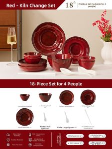 SHUNYAN | Glaze Red Ceramic Dinnerware Set